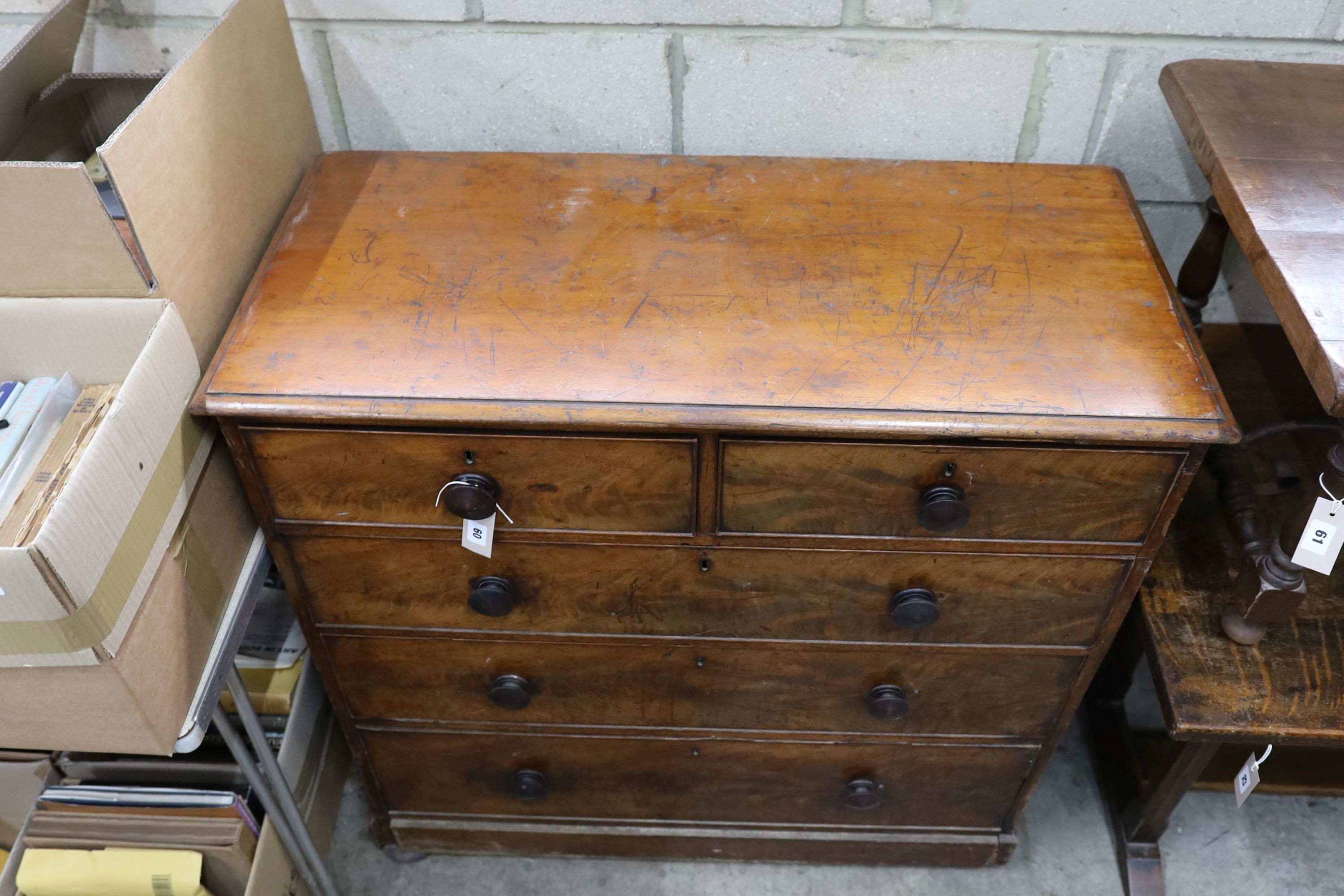 A Victorian mahogany chest, width 103cm, depth 48cm, height 102cm